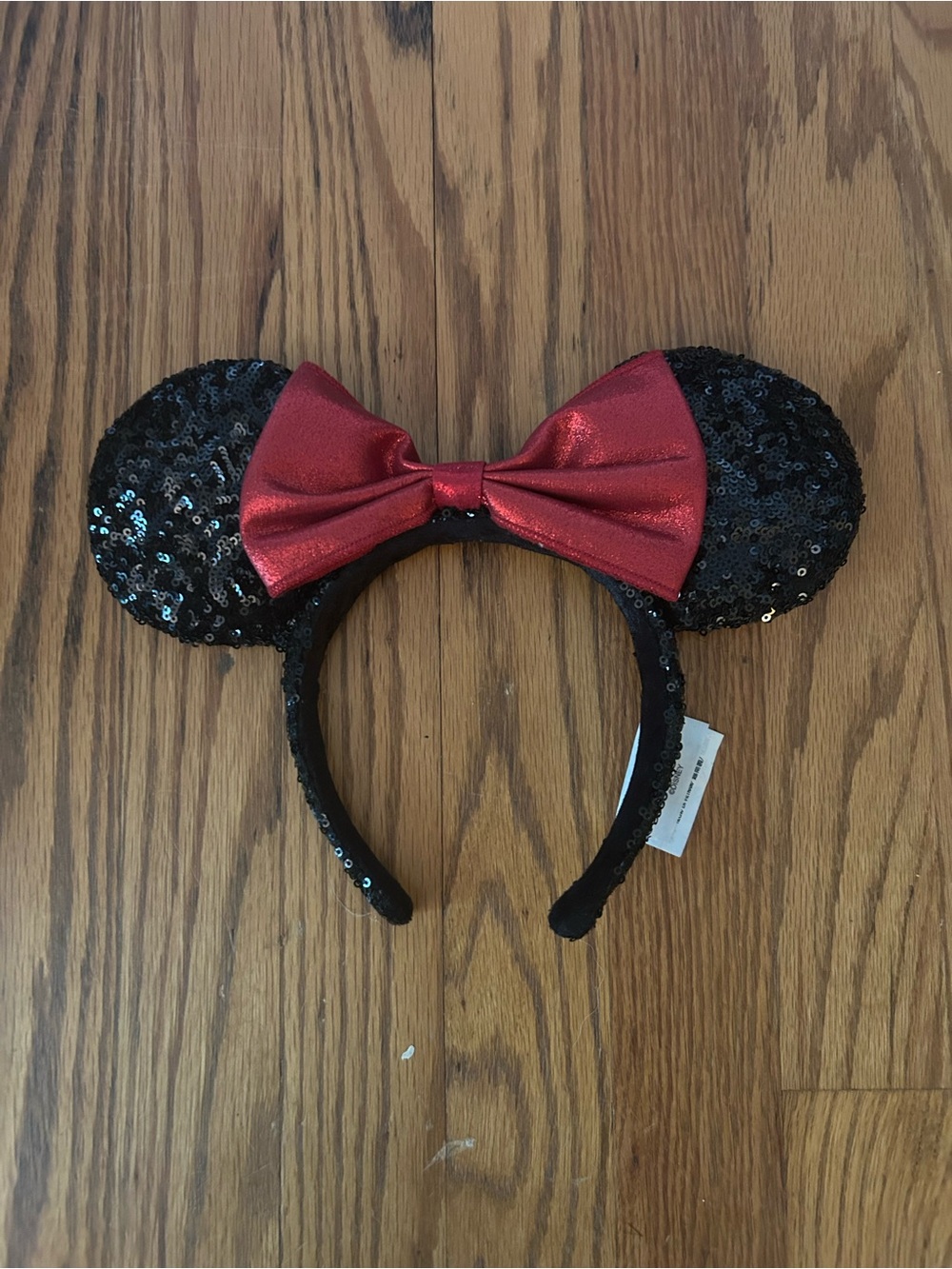 Disney Black & Red Sequined Mini Mouse Headband Head Band Ears - One Size